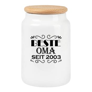 Beste Oma seit 2003 - Oma Geschenk - Keksdose mit Holzdeckel - Weiß - Vorne