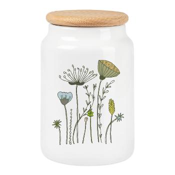 fleurs séchées prairie fleurie - Boîte à biscuits avec couvercle en bois - blanc - Devant