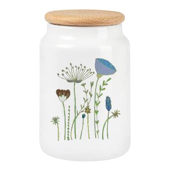 fleurs séchées prairie fleurie - Boîte à biscuits avec couvercle en bois - blanc - Devant