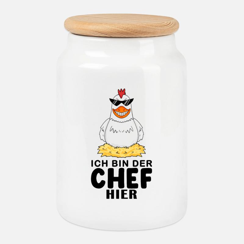 cooles Huhn Chef Spruch - Keksdose mit Holzdeckel - Weiß