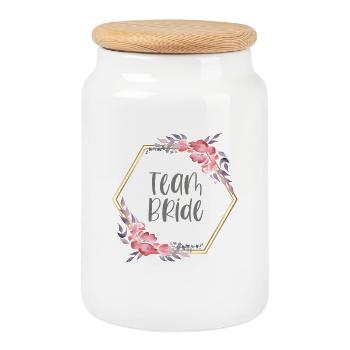 Team Bride Hochzeit Junggesellinnenabschied JGA - Keksdose mit Holzdeckel - Weiß - Vorne