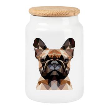 Polygone bouledogue français - Boîte à biscuits avec couvercle en bois - blanc - Devant