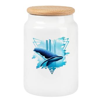 Motif de requin-baleine : Une majesté - Boîte à biscuits avec couvercle en bois - blanc - Devant
