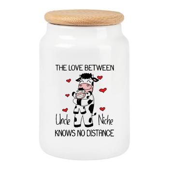 Oncle et nièce Cadeau de vache d’amour - Boîte à biscuits avec couvercle en bois - blanc - Devant