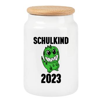 Schuldkind Einschulung 2023 - Keksdose mit Holzdeckel - Weiß - Vorne