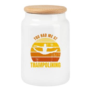 Funny Trampoline Quote - Cookie Jar with Wooden Lid - white - Front