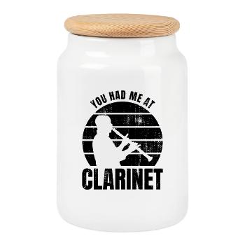 Clarinettiste Spruch - Boîte à biscuits avec couvercle en bois - blanc - Devant