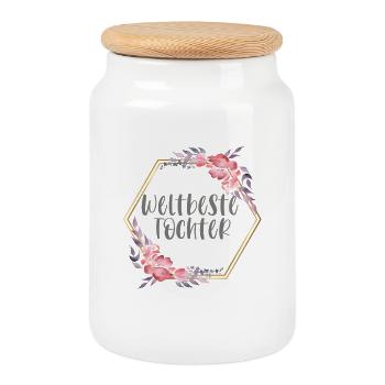 Weltbeste Tochter Kind Geburtstag Geschenk - Keksdose mit Holzdeckel - Weiß - Vorne