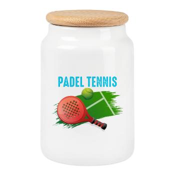 Padel Ich spiele lieber Padel-Tennis - Keksdose mit Holzdeckel - Weiß - Vorne