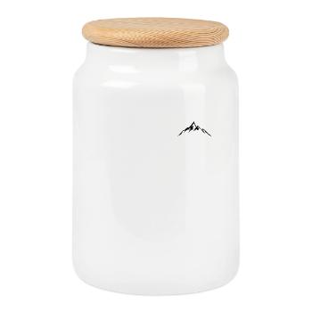 Mountains Motif Mountaineering Mountain Bikers Hiking Mountain - Cookie Jar with Wooden Lid - white - Front