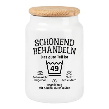 49. Geburtstag Schonend Behandeln 49 Teil Ist 49 - Keksdose mit Holzdeckel - Weiß - Vorne