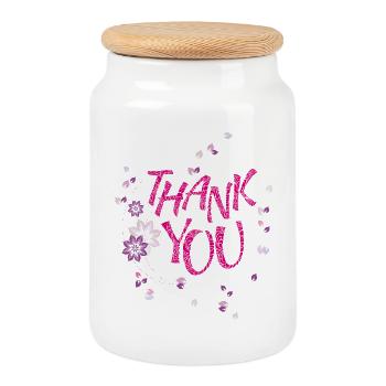 thank you, Danke - Keksdose mit Holzdeckel - Weiß - Vorne