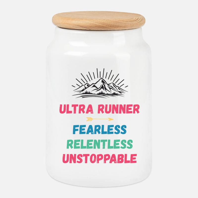 Ultra Runnner - Intrépide. Implacable. Imparable. - Boîte à biscuits avec couvercle en bois - blanc