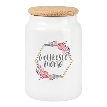 Weltbeste Mama Muttertag Mama Geschenk Geburtstag  - Keksdose mit Holzdeckel - Weiß - Vorne