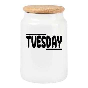 Tuesday Grind - Cookie Jar with Wooden Lid - white - Front