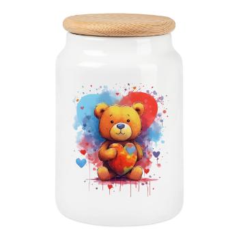 Love is a Bear Necessity - Cookie Jar with Wooden Lid - white - Front