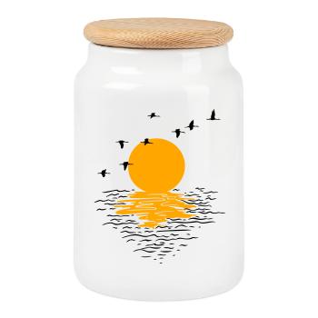Grues d’oies sauvages Printemps - Boîte à biscuits avec couvercle en bois - blanc - Devant