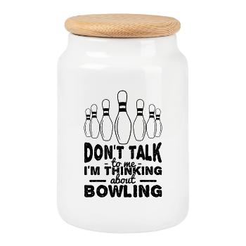 Blague de bowler - Boîte à biscuits avec couvercle en bois - blanc - Devant