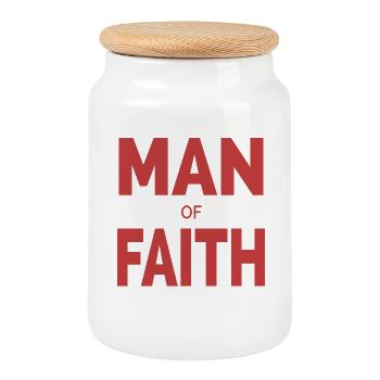 Homme de foi | Typographie chrétienne - Boîte à biscuits avec couvercle en bois - blanc - Devant