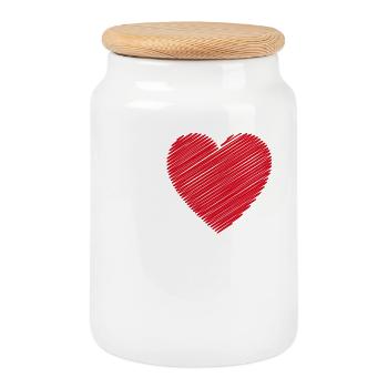 I Love Dad heart - Cookie Jar with Wooden Lid - white - Front