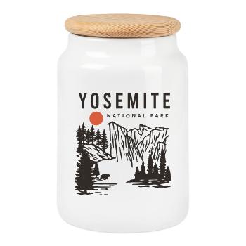Parc national de Yosemite - Boîte à biscuits avec couvercle en bois - blanc - Devant