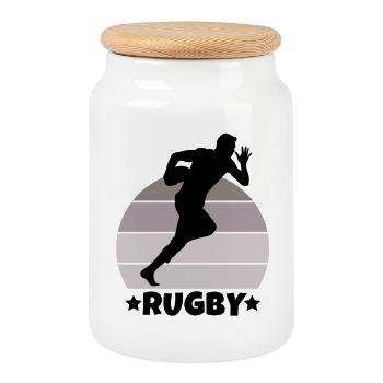 rugby, rugby-sport, rugby-fan - Keksdose mit Holzdeckel - Weiß - Vorne