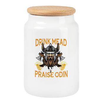 Beer Vikings - Cookie Jar with Wooden Lid - white - Front
