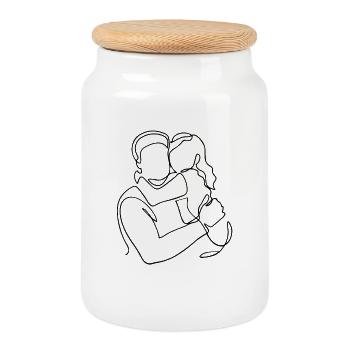 Vater-Tochter Matching T-Shirt - Keksdose mit Holzdeckel - Weiß - Vorne