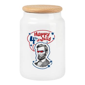 4-th July - Independence Day. If you love freedom. - Cookie Jar with Wooden Lid - white - Front