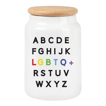 Pride Month LGBTQ - LGBTQ Alphabet - Cookie Jar with Wooden Lid - white - Front