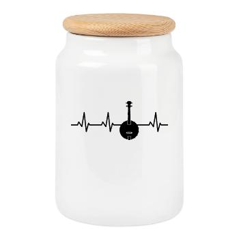 Banjo Heart palpitations - Cookie Jar with Wooden Lid - white - Front