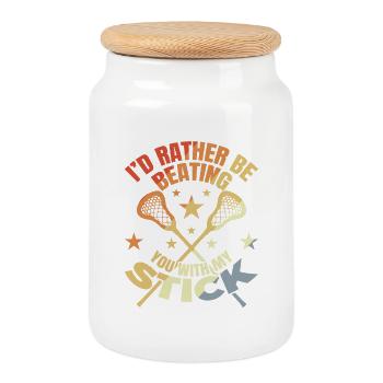 Funny lacrosse joke - Cookie Jar with Wooden Lid - white - Front