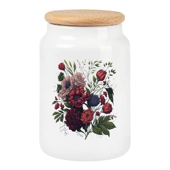 Vintage Blumen Bouquet Floral Art - Boîte à biscuits avec couvercle en bois - blanc - Devant