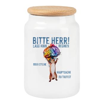 Humorvolles Neuro-Design mit Sammel-Motivierer - Keksdose mit Holzdeckel - Weiß - Vorne