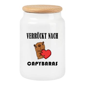 Capybara Wasserschwein Geschenk - Keksdose mit Holzdeckel - Weiß - Vorne