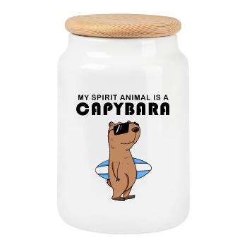Capybara Wasserschwein Geschenk - Keksdose mit Holzdeckel - Weiß - Vorne