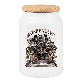 Skull Demon Engine Motard Tshirt pour fille - Boîte à biscuits avec couvercle en bois - blanc - Devant