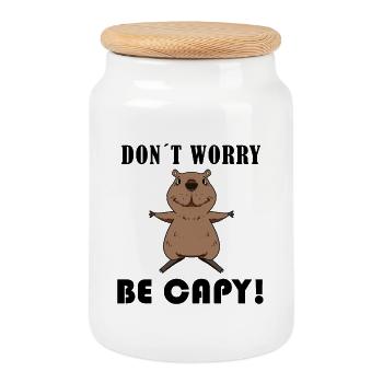 Capybara Wasserschwein Geschenk - Keksdose mit Holzdeckel - Weiß - Vorne