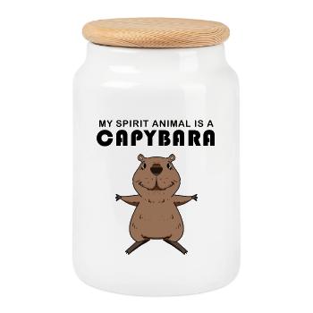Capybara Capybara Cadeau - Boîte à biscuits avec couvercle en bois - blanc - Devant