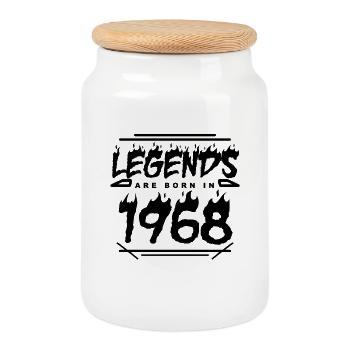 1968 - Jahrgang 1968 - Baujahr 1968 - Keksdose mit Holzdeckel - Weiß - Vorne