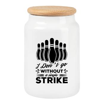 Bowler Saying - Cookie Jar with Wooden Lid - white - Front