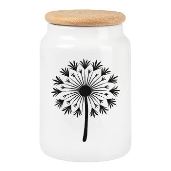 Dandelion Design - Cookie Jar with Wooden Lid - white - Front