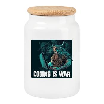 Programming Vikings - Cookie Jar with Wooden Lid - white - Front