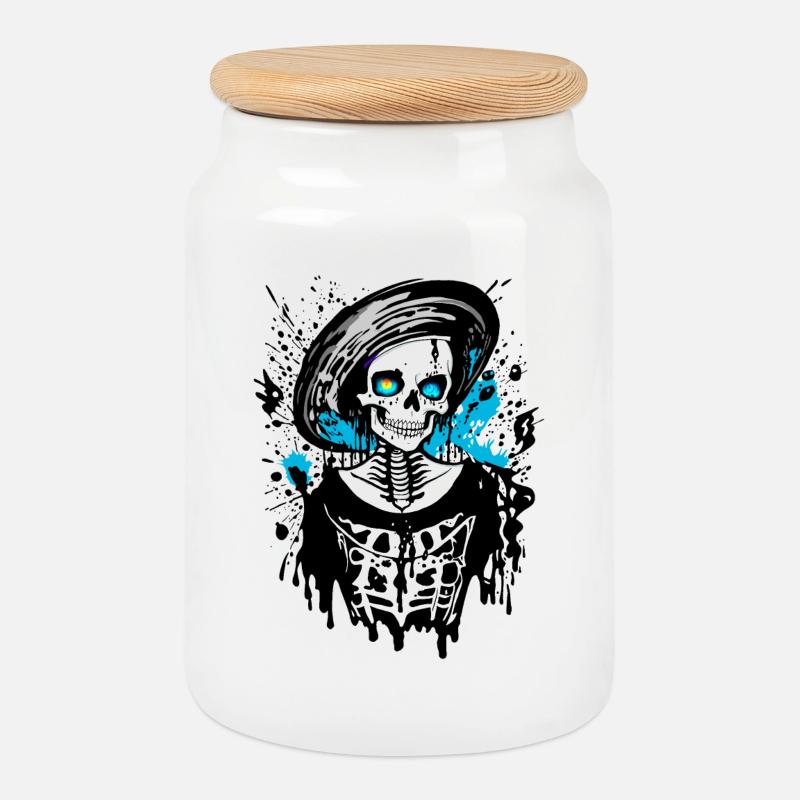 Lady Bones - Keksdose mit Holzdeckel - Weiß