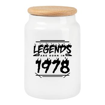 1978 - Jahrgang 1978 - Baujahr 1978 - Keksdose mit Holzdeckel - Weiß - Vorne