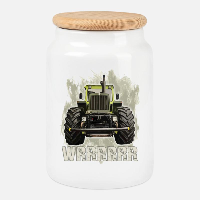 MB trac wrrrrrr - Keksdose mit Holzdeckel - Weiß
