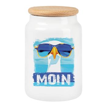 Moin Möwe - blue white Möwen Collection - Keksdose mit Holzdeckel - Weiß - Vorne