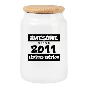 2011 - Jahrgang 2011 - Fantastisch seit 2011 - Keksdose mit Holzdeckel - Weiß - Vorne