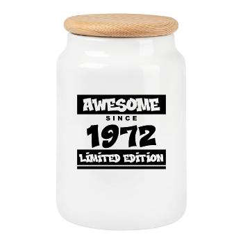 1972 - Jahrgang 1972 - Fantastisch seit 1972 - Keksdose mit Holzdeckel - Weiß - Vorne