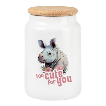 hippopotame trop mignon pour toi bébé hippopotame mignon - Boîte à biscuits avec couvercle en bois - blanc - Devant